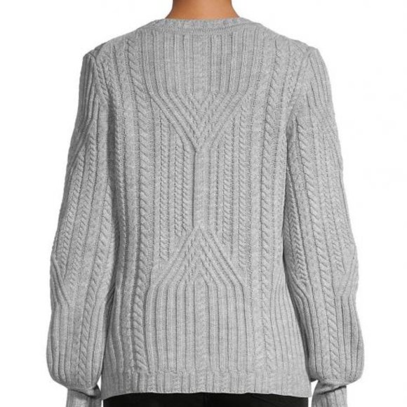KARL LAGERFELD Paris Cable Knit Gray Sweater with Threads of Silver Size S/M - Picture 2 of 6
